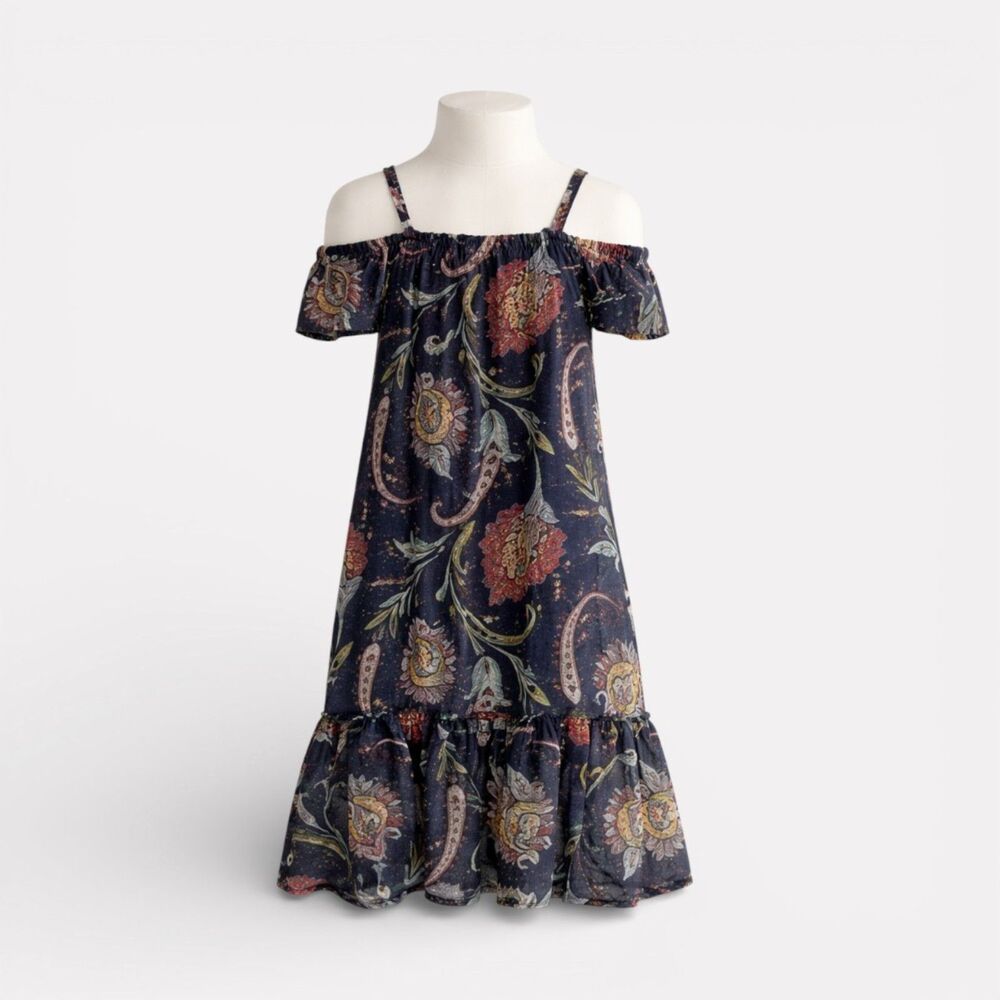 NWT Imoga Roselyn Paisley Dress Girls Size 3 Off-Shoulder Ruffle Hem